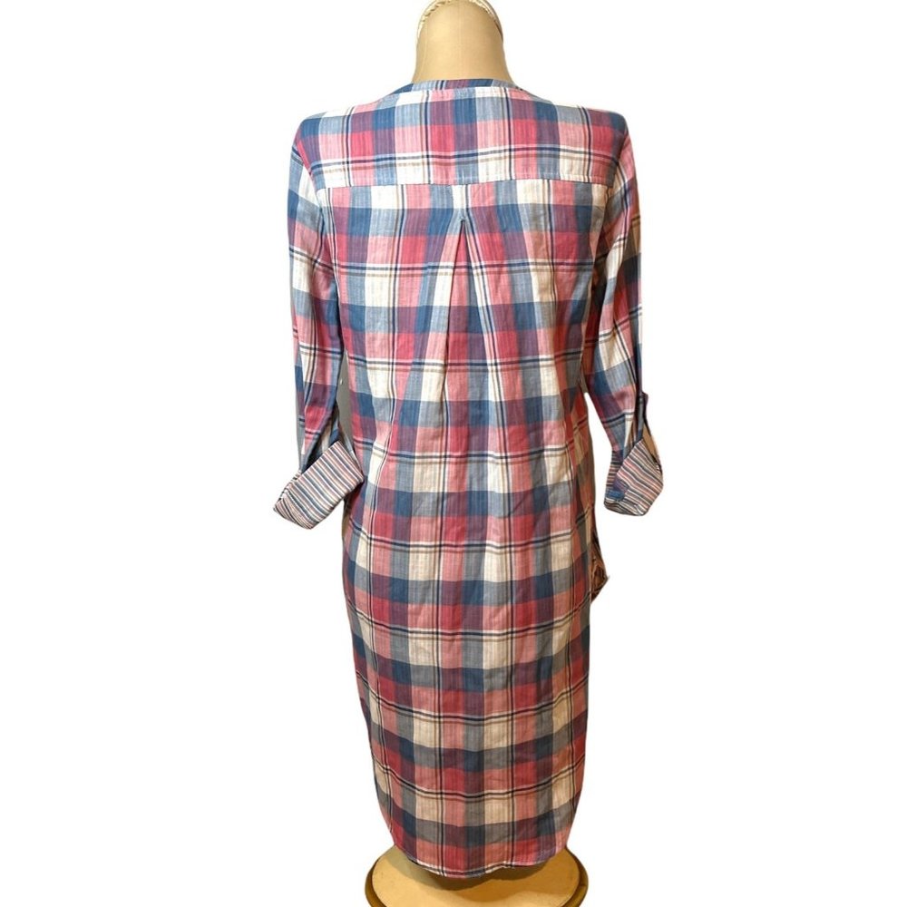 NWT Anthropologie Holding Horses Plaid Tunic Size 2 Pink Roses - Picture 5 of 7